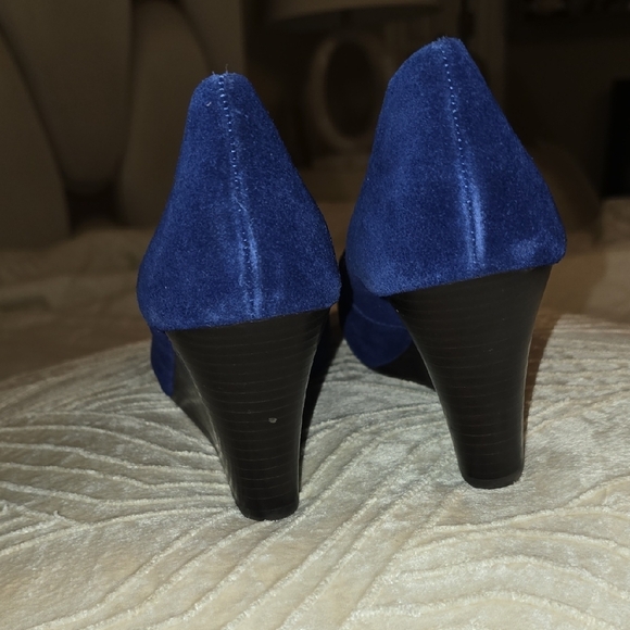 Lilly Pulitzer Blue and Gold Wedges with Elegant Design - Picture 4 of 13